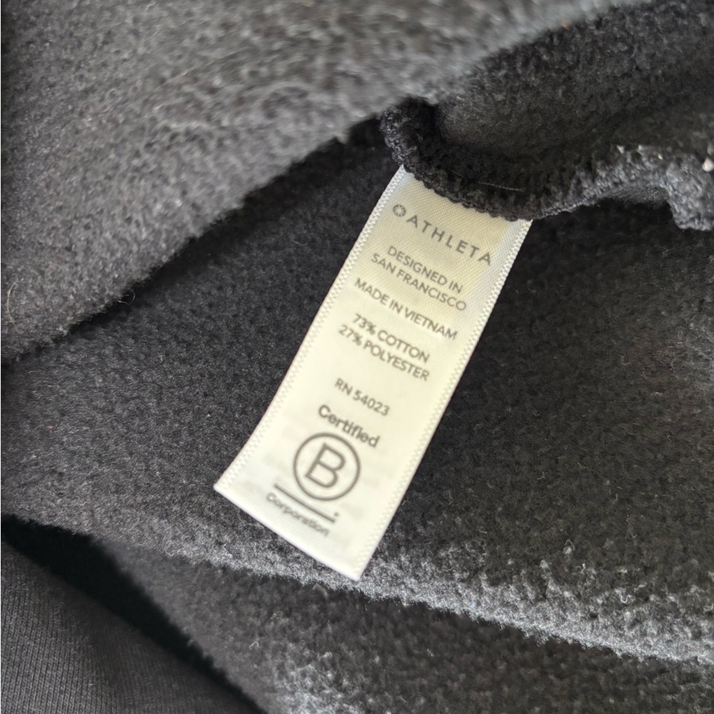 Athleta 24/7 MockNeck Funnel crew Sweatshirt Womens Small Black Fleece Pullover - Picture 5 of 6